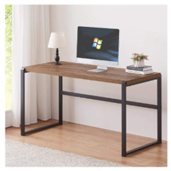 Escritorio industrial para ordenador, madera y metal