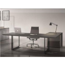 Escritorio de oficina ejecutivo en aluminio y vidrio de esquina