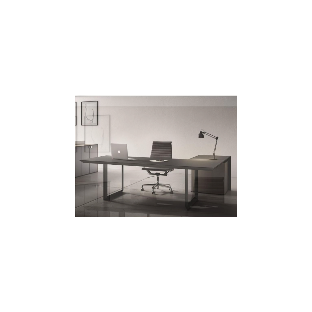 Escritorio de oficina ejecutivo en aluminio y vidrio de esquina