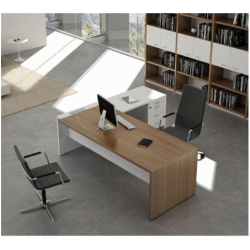 Escritorio de oficina con estantes