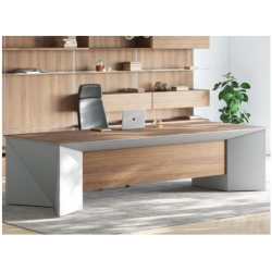 Escritorio de oficina ejecutivo rectangular de madera con estantes