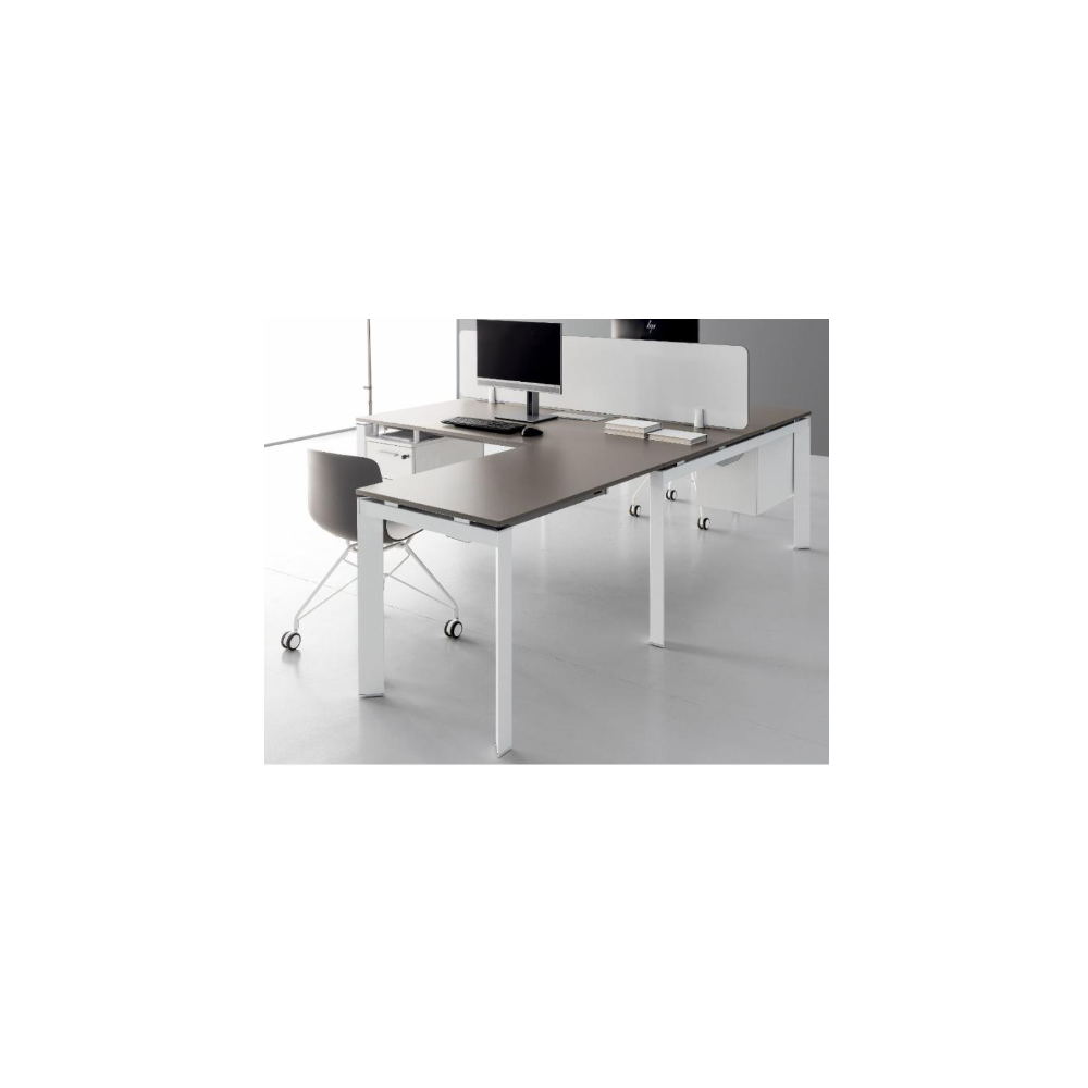 Escritorio de oficina modular en laminado y metal