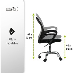 Ajustable elevación giratoria Silla de Trabajo, Negro