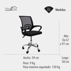 Ajustable elevación giratoria Silla de Trabajo, Negro