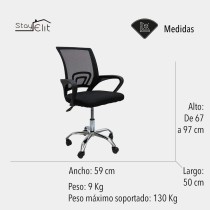 Ajustable elevación giratoria Silla de Trabajo, Negro