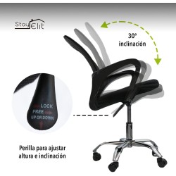 Ajustable elevación giratoria Silla de Trabajo, Negro