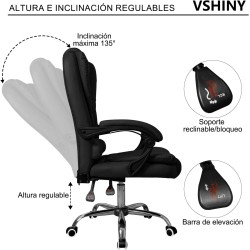 VSHINY Sillas de Oficina Ergonómicas (Negro)