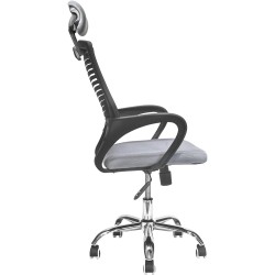 TOPLIVING Silla de Oficina Tipo Gerencial con Cabecera Ajustable Base Metálica para Home Office Silla