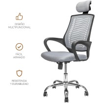 TOPLIVING Silla de Oficina Tipo Gerencial con Cabecera Ajustable Base Metálica para Home Office Silla
