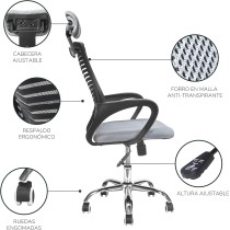 TOPLIVING Silla de Oficina Tipo Gerencial con Cabecera Ajustable Base Metálica para Home Office Silla