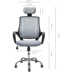 TOPLIVING Silla de Oficina Tipo Gerencial con Cabecera Ajustable Base Metálica para Home Office Silla