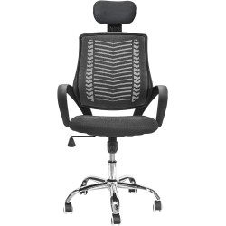 TOPLIVING Silla de Oficina Tipo Gerencial con Cabecera Ajustable Base Metálica para Home Office Silla