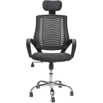 TOPLIVING Silla de Oficina Tipo Gerencial con Cabecera Ajustable Base Metálica para Home Office Silla