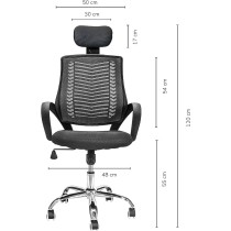 TOPLIVING Silla de Oficina Tipo Gerencial con Cabecera Ajustable Base Metálica para Home Office Silla
