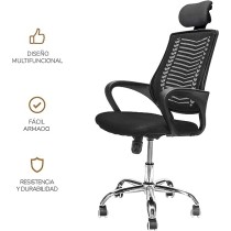 TOPLIVING Silla de Oficina Tipo Gerencial con Cabecera Ajustable Base Metálica para Home Office Silla