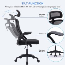 ZENSUKYE Silla de Oficina Ergonómica, Silla Escritorio Giratoria con Reposacabezas, Respaldo Ajustable y Altura Regulable