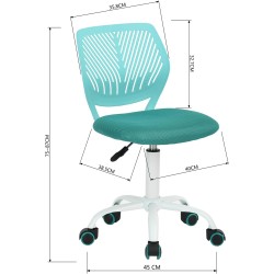 FurnitureR Silla de Escritorio de Trabajo de Oficina Silla de Estudio Ajustable para niños con Respaldo Medio Turquesa