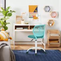 FurnitureR Silla de Escritorio de Trabajo de Oficina Silla de Estudio Ajustable para niños con Respaldo Medio Turquesa