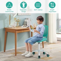 FurnitureR Silla de Escritorio de Trabajo de Oficina Silla de Estudio Ajustable para niños con Respaldo Medio Turquesa