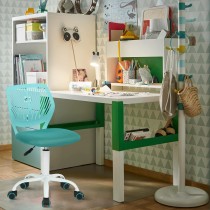 FurnitureR Silla de Escritorio de Trabajo de Oficina Silla de Estudio Ajustable para niños con Respaldo Medio Turquesa