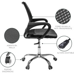 TOPLIVING Silla para Oficina Operativa Silla Economica Ergonomica Silla Ejecutiva (Negra)