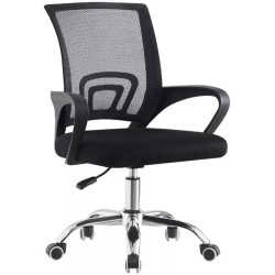 siafu Silla de Oficina Negra con Malla Transpirable y Base Metálica