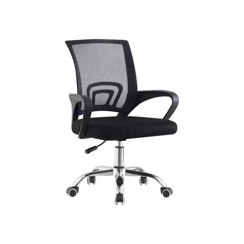 siafu Silla de Oficina Negra con Malla Transpirable y Base Metálica