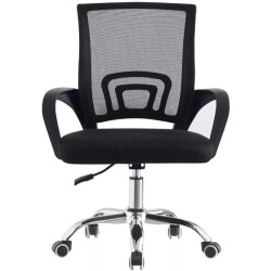 siafu Silla de Oficina Negra con Malla Transpirable y Base Metálica