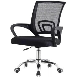 siafu Silla de Oficina Negra con Malla Transpirable y Base Metálica