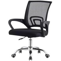 siafu Silla de Oficina Negra con Malla Transpirable y Base Metálica