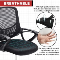 HOMEFLA de Dibujo de Malla de Respaldo Medio, Silla de Oficina con reposabrazos de pie (Negro)