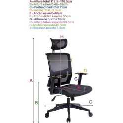 I SEATING Silla Oficina ejecutiva con cabecera y Soporte Lumbar Ajustable