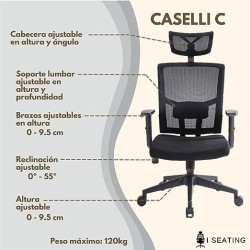 I SEATING Silla Oficina ejecutiva con cabecera y Soporte Lumbar Ajustable