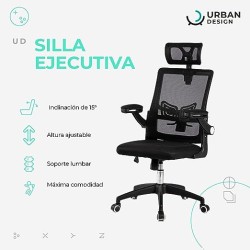 Urban Design Silla Ejecutiva de Oficina, Silla de Respaldo Alto Ergonómica, Giratoria 360°, Altura Ajustable