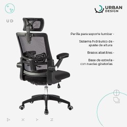 Urban Design Silla Ejecutiva de Oficina, Silla de Respaldo Alto Ergonómica, Giratoria 360°, Altura Ajustable