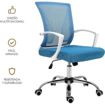 TOPLIVING Silla para Oficina Silla Operativa Semi Reclinable Asiento en Malla Cómoda Elegante Ruedas Silenciosas (Azul)