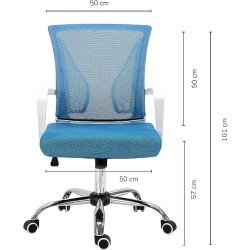 TOPLIVING Silla para Oficina Silla Operativa Semi Reclinable Asiento en Malla Cómoda Elegante Ruedas Silenciosas (Azul)