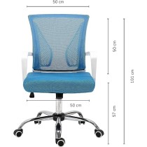 TOPLIVING Silla para Oficina Silla Operativa Semi Reclinable Asiento en Malla Cómoda Elegante Ruedas Silenciosas (Azul)