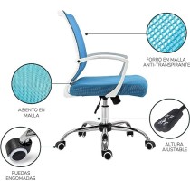TOPLIVING Silla para Oficina Silla Operativa Semi Reclinable Asiento en Malla Cómoda Elegante Ruedas Silenciosas (Azul)