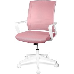 MAGMALIFE Moderna y Elegante, Silla Giratoria con Soporte Lumbar y Cómodos Descansabrazos (Rosa Pálido)