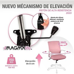 MAGMALIFE Moderna y Elegante, Silla Giratoria con Soporte Lumbar y Cómodos Descansabrazos (Rosa Pálido)