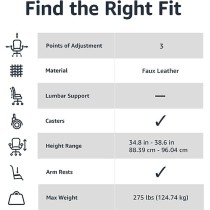 Amazon Basics - Silla de escritorio acolchada de oficina con reposabrazos, altura / inclinación ajustable