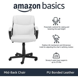 Amazon Basics - Silla de escritorio acolchada de oficina con reposabrazos, altura / inclinación ajustable