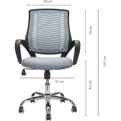 TOPLIVING Silla Ejecutiva Silla Operativa Ergonomica Base Metalica Giratoria (Gris)