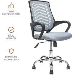 TOPLIVING Silla Ejecutiva Silla Operativa Ergonomica Base Metalica Giratoria (Gris)