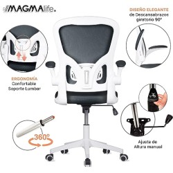 MAGMALIFE Silla de Escritorio Premium Ergonómica Modelo Cosmo (Gris Plata)