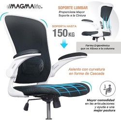 MAGMALIFE Silla de Escritorio Premium Ergonómica Modelo Cosmo (Gris Plata)