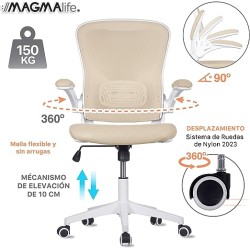 MAGMALIFE Silla de Escritorio Premium Ergonómica Modelo Cosmo (Beige Champagne)