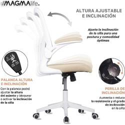MAGMALIFE Silla de Escritorio Premium Ergonómica Modelo Cosmo (Beige Champagne)