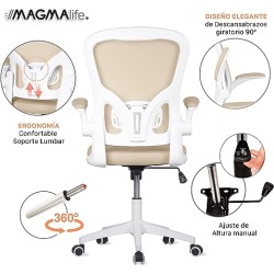MAGMALIFE Silla de Escritorio Premium Ergonómica Modelo Cosmo (Beige Champagne)